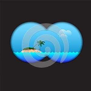 View of the island via field-glass