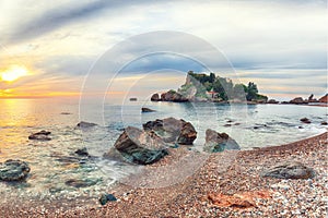 View of Isola Bella island and beach in Taormina