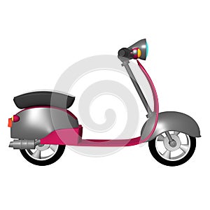 View isolated scooter parket at white studio