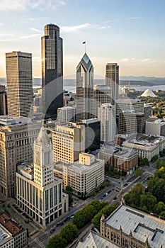 View of isometric architecture and buildings from Seattle city USA photo