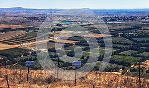 View from Israeli army bunker on the top of Mount Bental towards Mount Hebron and Valley of Tears on the Golan Height