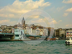 The view of Istanbul city, Galata Tower, Golden Horn