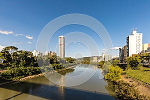 View of Itajai river at Blumenau, Santa Catarina.