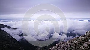 A view over the top of a mountain.