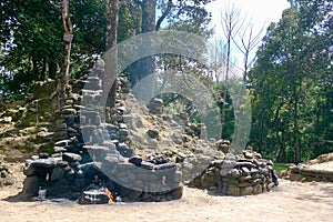 View of Iximche Mayan ruins in Tecpan, Guatemala