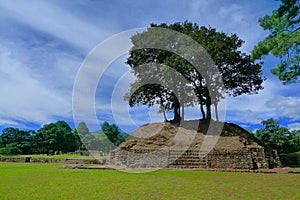 View of Iximche Mayan ruins in TecpÃÂ¡n, Guatemala photo