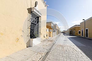 view of Izamal, beautiful town with yellow buildings