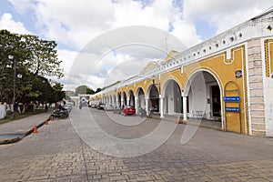 view of Izamal, beautiful town with yellow buildings