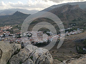 A view at the JaÃ©n city from the Cruz del Castillo de Santa Catalina, hill above JaÃ©n, AndalucÃ­a, Spain photo