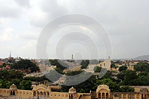 The view of Jantar Mantar, the ancient observatory, as seen from