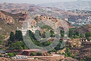 View of Jaswant Thada, cenotaph, from Mehrangarh fort Jodhpur,Rajasthan, India, Thada was built by Maharaja Sardar Singh, built of