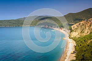 View of Jaz Beach near Budva, Montenegro.