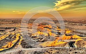 View from Jebel Hafeet mountain towards Al Ain