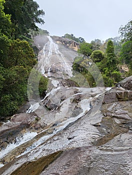 View of Jelawang waterfall located at the feet of Mount Stong in Dabong, Kelantan, Malaysia.