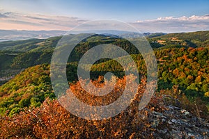 View from Jelenska skala rock in Stiavnicke vrchy mountains