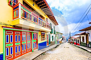 View on Jerico, Colombia, Antioquia, streets of the colonial city, Colombia