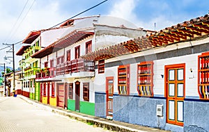 View on Jerico, Colombia, Antioquia, streets of the colonial city, Colombia