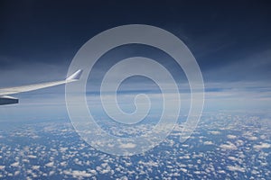 View of jet plane wing