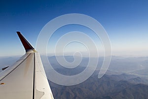 View of jet plane wing