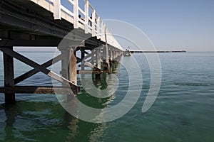 View of jetty pylons at water level