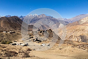 View on the Jharkot village, lower Mustang, Nepal