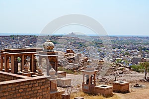 View of Jodhpur Blue City from Jaswant Thada Monument or Cenotaph, Jodhpur, Rajasthan, India