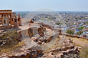 View of Jodhpur Blue City from Jaswant Thada Monument or Cenotaph, Jodhpur, Rajasthan, India