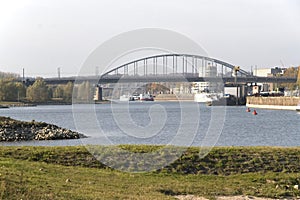 View of the John Frost Bridge in Arnhem