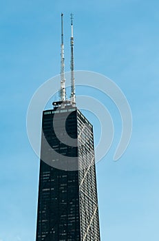 View of the John Hancock Center building in Chicago downtown, USA