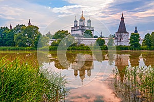 View of Joseph-Volokolamsk Monastery and its reflection.Volokolamsk.Russia