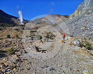 View of the Journey to the Peak of Papandayan Moutain