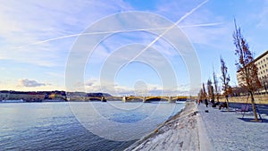 The view from Jozsef Antall embankment of Danube River, Budapest, Hungary