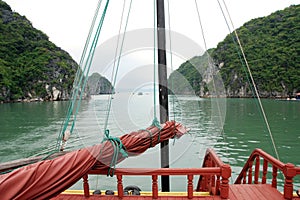 View from a junk boat in ha long bay