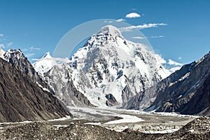 K2 mountain and Godwin-Austen glacier from Concordia, K2 Base Camp trek, Pakistan photo