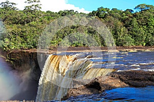 A view of the Kaieteur falls, Guyana. The waterfall is one of the most beautiful and majestic waterfalls in the world