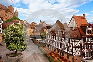 View from Kaiserburg of Fachwerk houses, Nuremberg