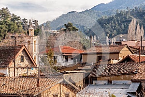 View of Kakopetria village at Troodos mountains. Nicosia District, Cyprus