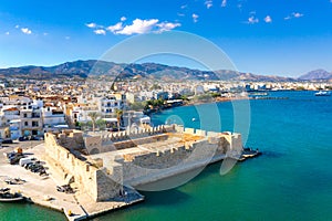 View of the Kales Venetian fortress at the entrance to the harbour, Ierapetra, Crete, Greece