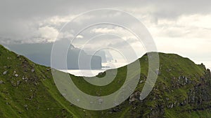 View from a Kallur Lighthouse to Eysturoy, Faroe Islands.