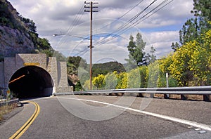 View of Kanan road highway tunnel in southern California.