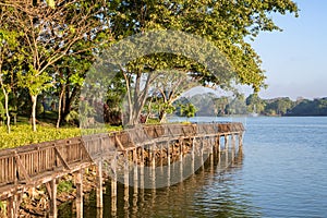 View of Kandawgyi Lake and park in Yangon