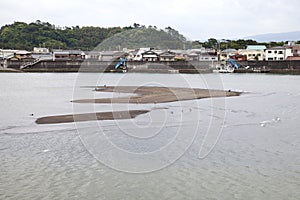 View of the Kano River estuarine at Numazu in Japan