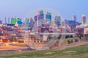 View of Kansas City skyline in Missouri