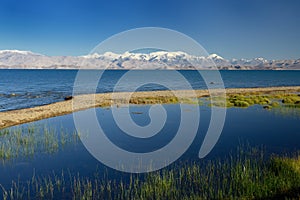 View on the Karakul Lake in the Pamir Highway, Tajikistan