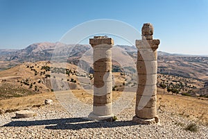 View of Karakus Tumulus, ancient area of Nemrut National Park.