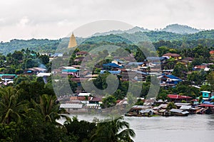 View of Karen and Mon people village. Sangkhlaburi, Kanchanaburi Province