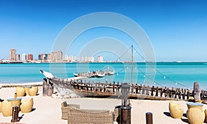 View from Katara Beach in Doha, Qatar