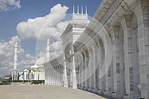 View of the Kazakh Eli Monument on Independence Square in Astana