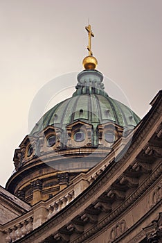 View of Kazan Icon Cathedral in Saint-Petersburg city, Russia.