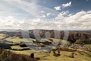 View from Kecka hill in autumn Sulovske skaly mountains in Slovakia